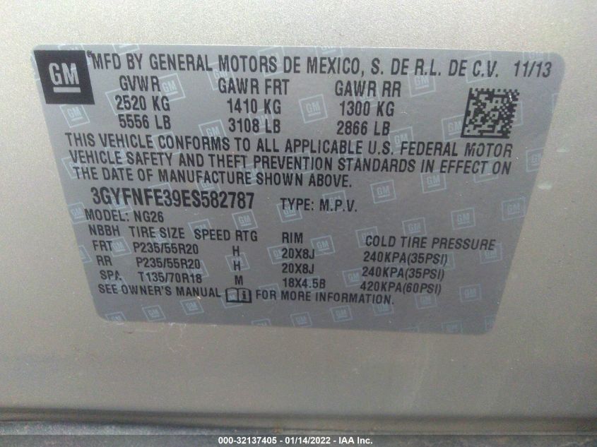 2014 CADILLAC SRX PERFORMANCE COLLECTION 3GYFNFE39ES582787