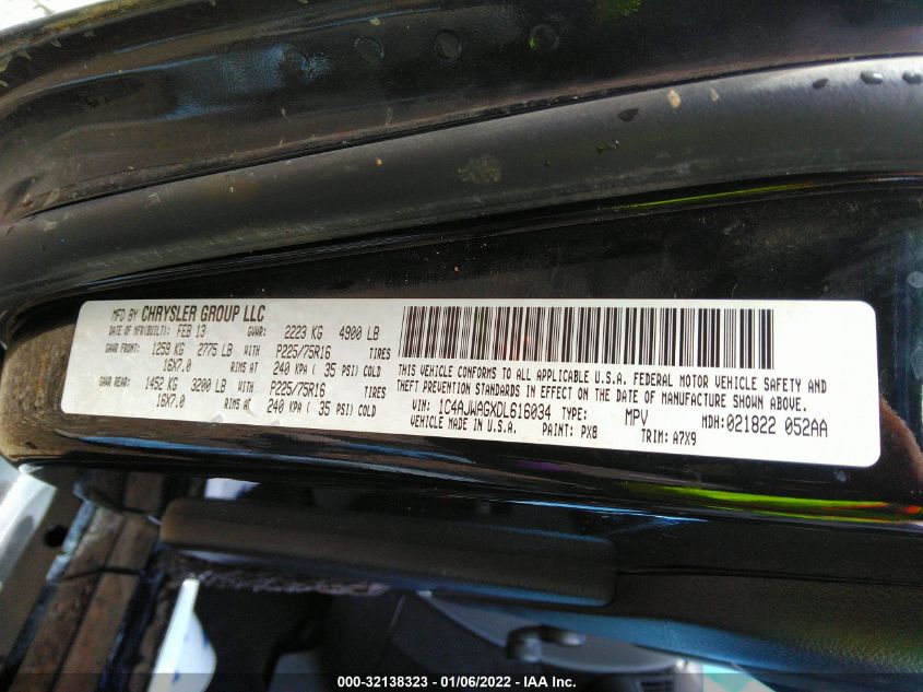 2013 JEEP WRANGLER SPORT 1C4AJWAGXDL616034