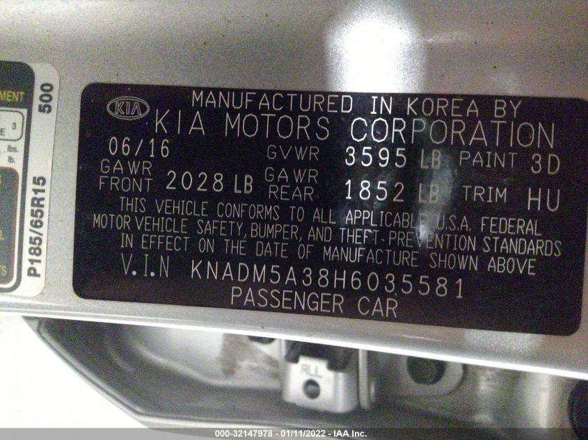 2017 KIA RIO 5-DOOR LX KNADM5A38H6035581