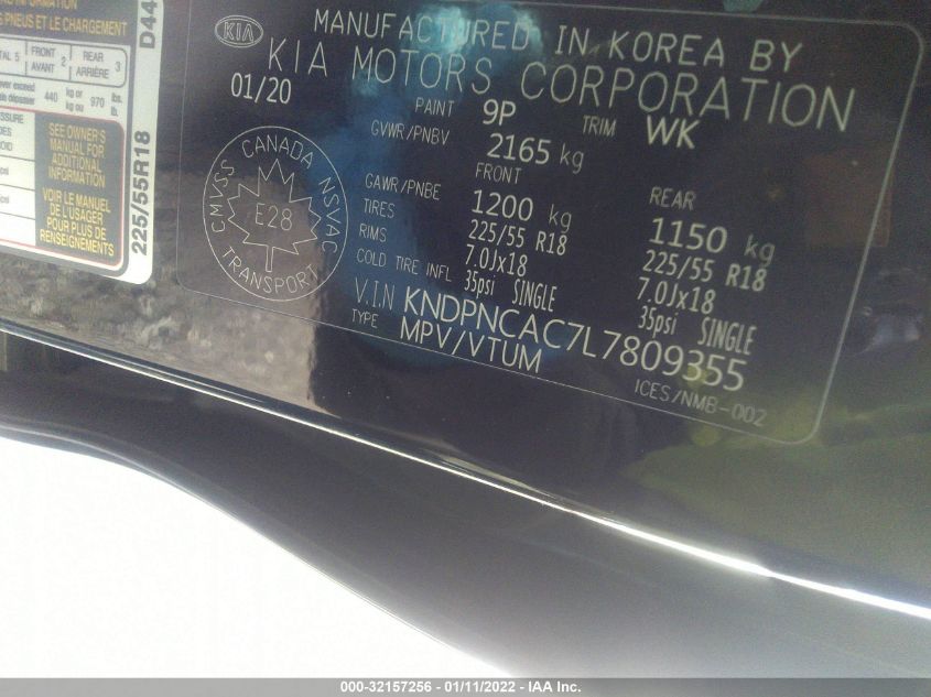 2020 KIA SPORTAGE EX KNDPNCAC7L7809355