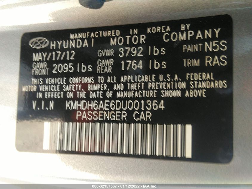 2013 HYUNDAI ELANTRA COUPE SE KMHDH6AE6DU001364