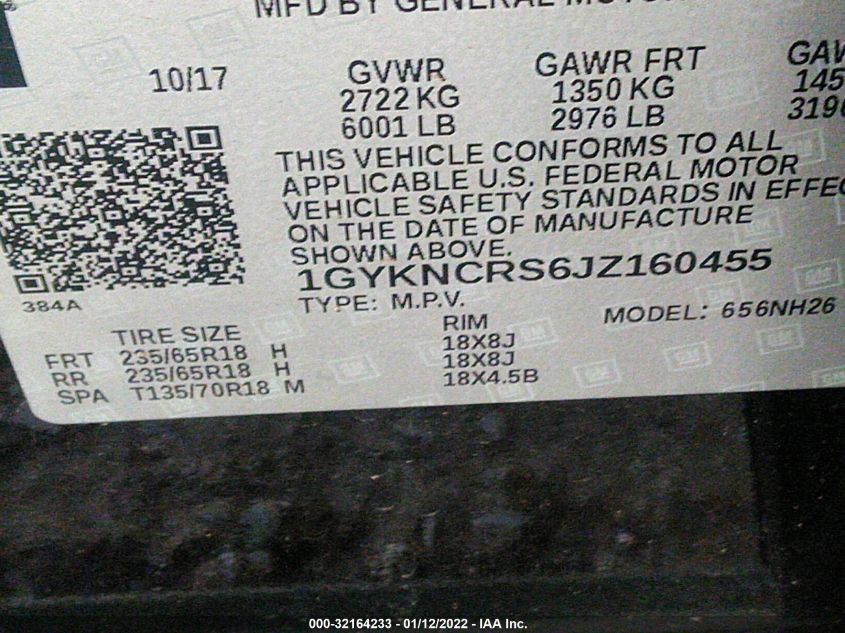 2018 CADILLAC XT5 LUXURY FWD 1GYKNCRS6JZ160455