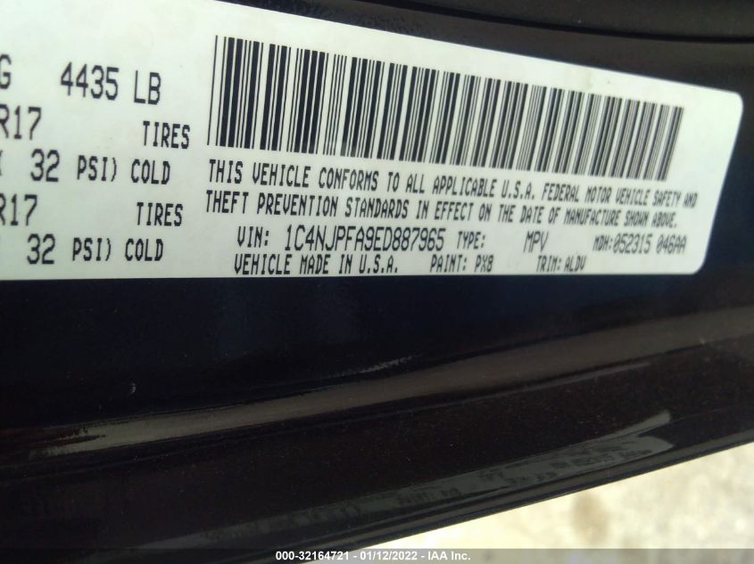 2014 JEEP PATRIOT HIGH ALTITUDE 1C4NJPFA9ED887965