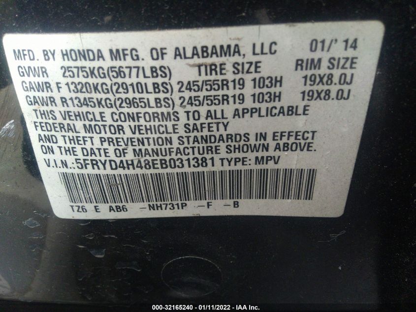 2014 ACURA MDX TECH PKG 5FRYD4H48EB031381