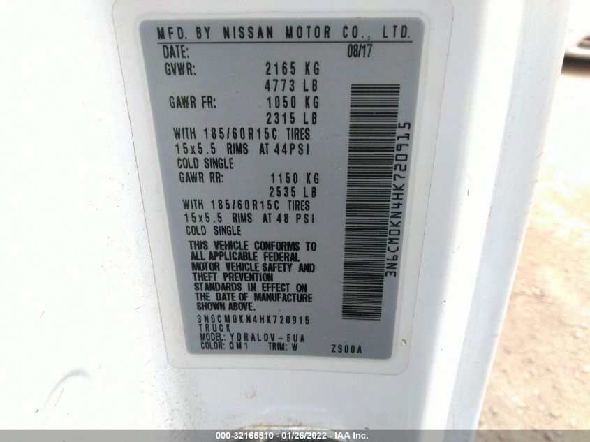 2017 NISSAN NV200 COMPACT CARGO S 3N6CM0KN4HK720915
