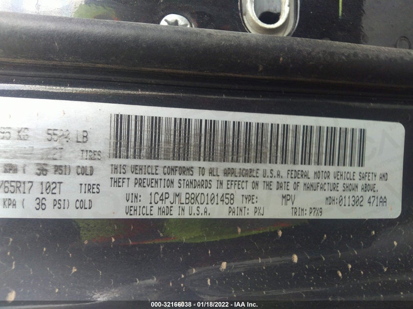 VIN 1C4PJMLB8KD101458 2019 JEEP CHEROKEE LATITUDE PLUS