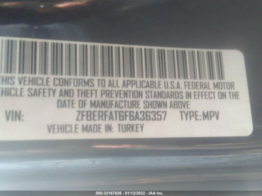 2015 RAM PROMASTER CITY CARGO VAN TRADESMAN ZFBERFAT6F6A36357