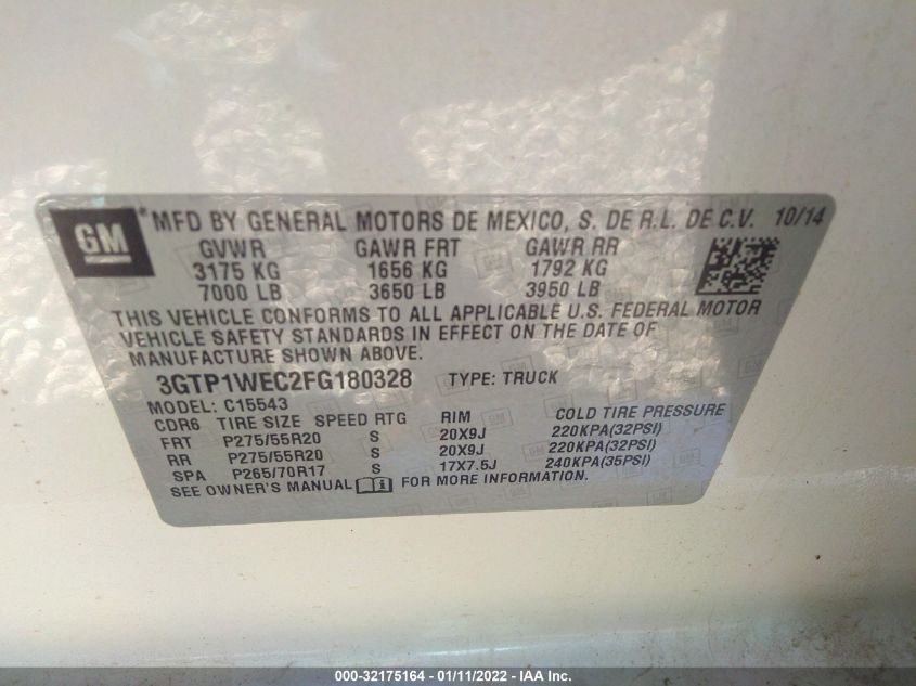 2015 GMC SIERRA 1500 DENALI 3GTP1WEC2FG180328