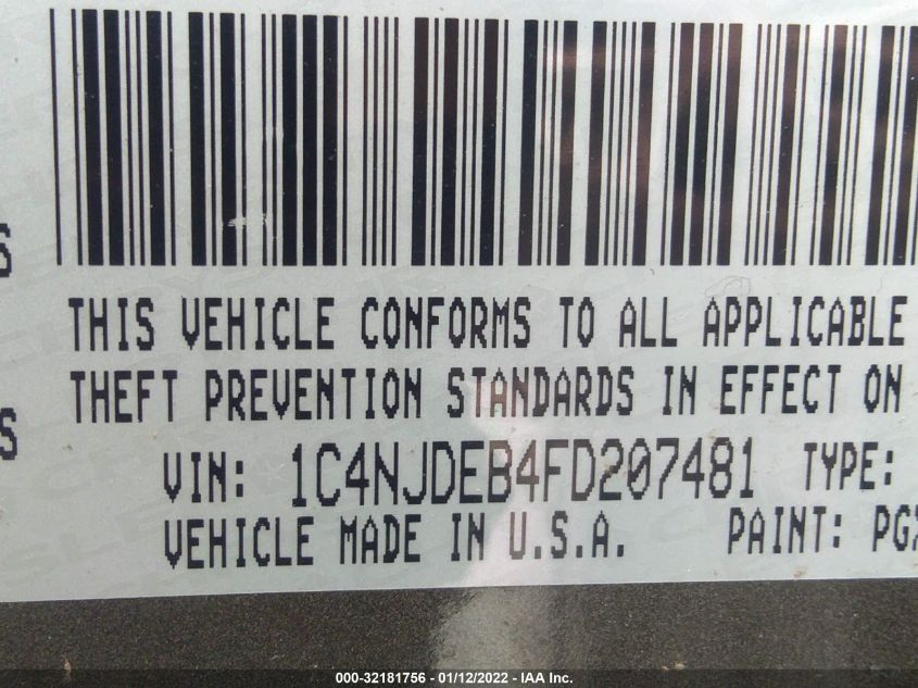 2015 JEEP COMPASS LATITUDE 1C4NJDEB4FD207481