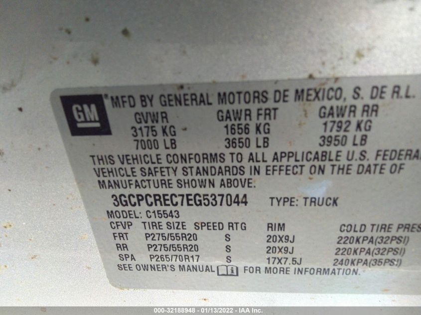 2014 CHEVROLET SILVERADO 1500 LT 3GCPCREC7EG537044