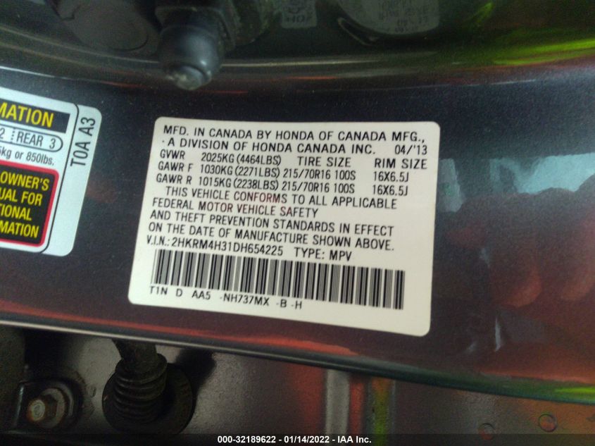 2013 HONDA CR-V LX 2HKRM4H31DH654225