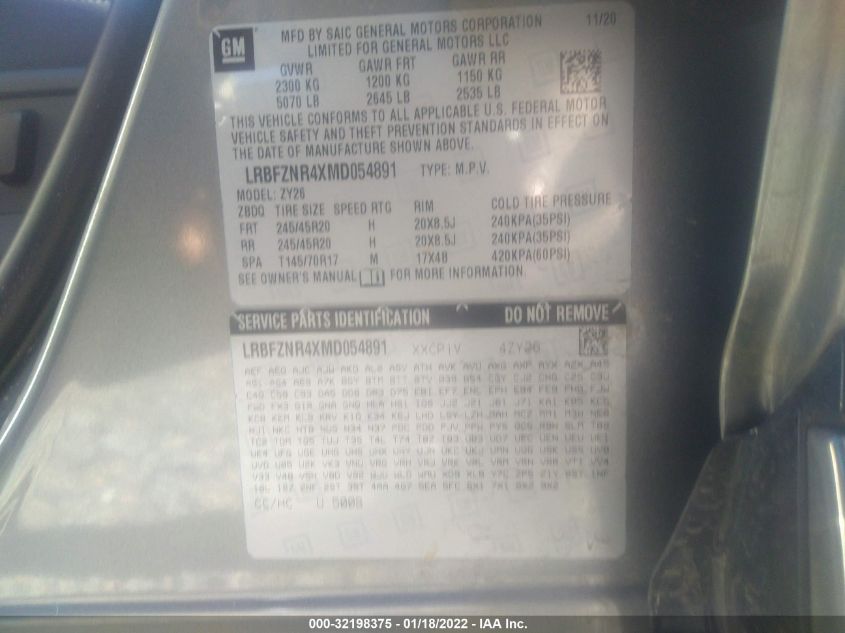 2021 BUICK ENVISION ESSENCE LRBFZNR4XMD054891