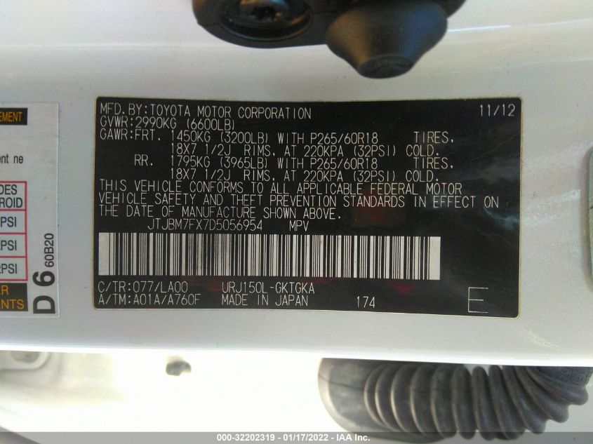 2013 LEXUS GX 460 JTJBM7FX7D5056954