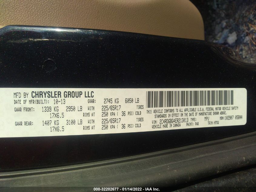 2014 DODGE GRAND CARAVAN SE 2C4RDGBG4ER213013