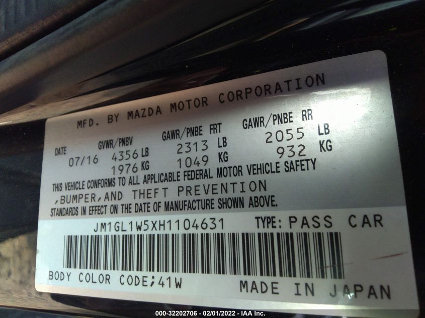 2017 MAZDA MAZDA6 GRAND TOURING JM1GL1W5XH1104631