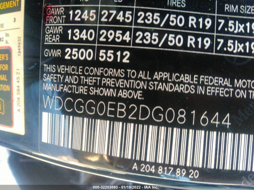 2013 MERCEDES-BENZ GLK-CLASS GLK 250 BLUETEC WDCGG0EB2DG081644