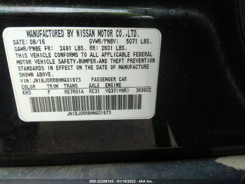 2017 INFINITI QX50 JN1BJ0RR8HM401973