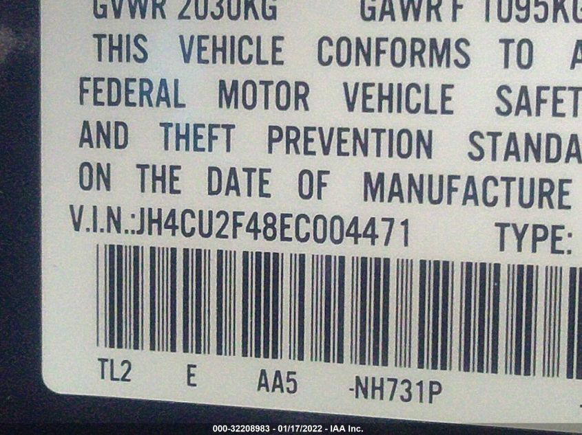 2014 ACURA TSX JH4CU2F48EC004471