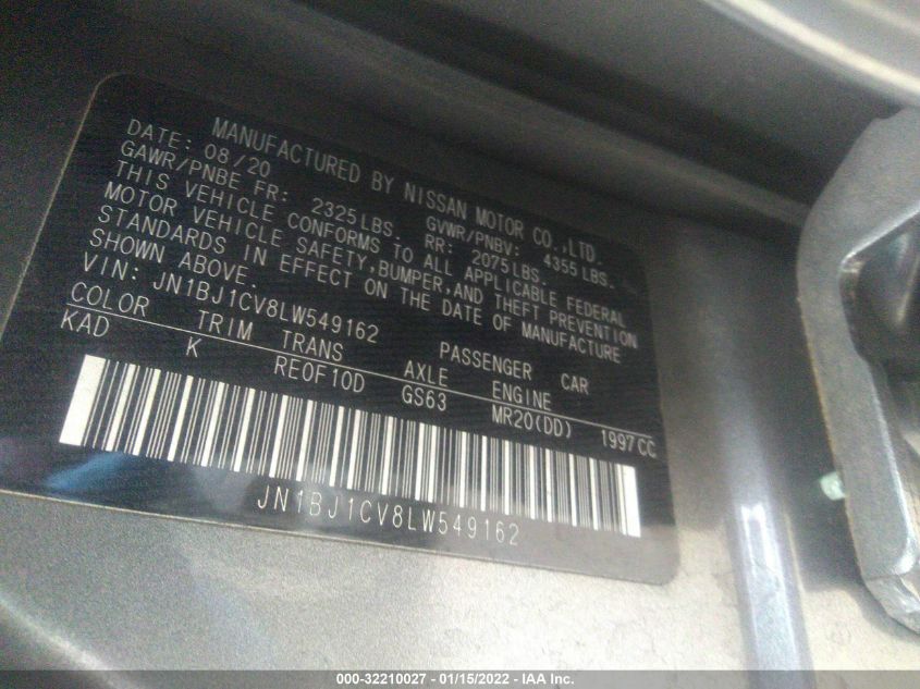 2020 NISSAN ROGUE SPORT SV JN1BJ1CV8LW549162