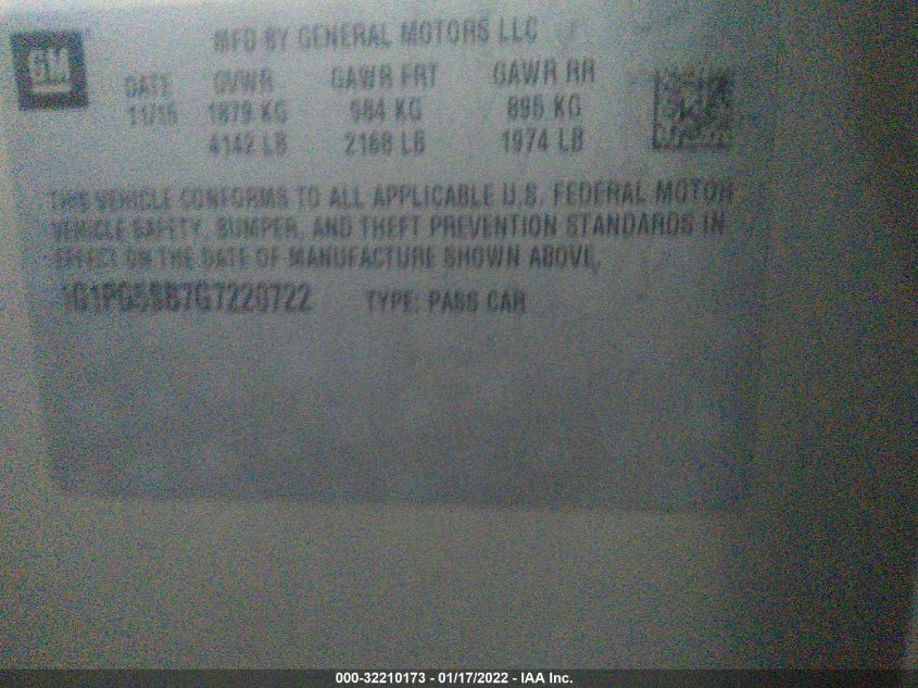 2016 CHEVROLET CRUZE LIMITED LTZ 1G1PG5SB7G7220722