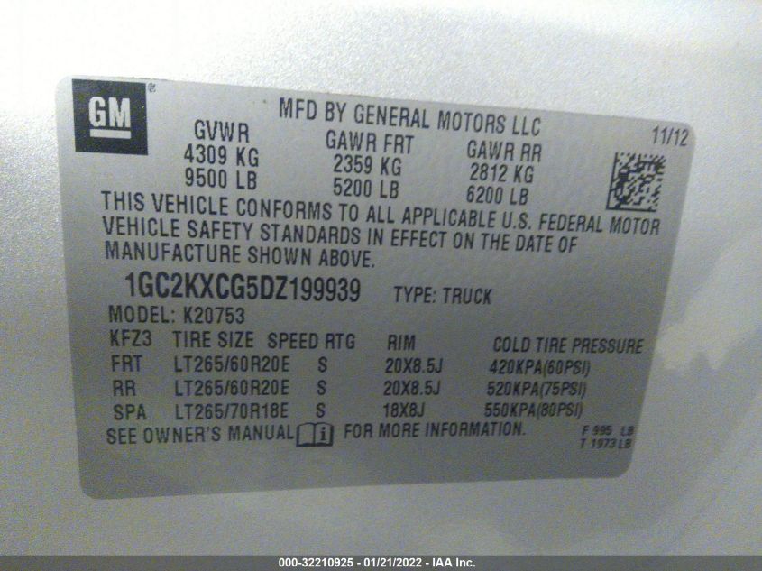 2013 CHEVROLET SILVERADO 2500HD LT 1GC2KXCG5DZ199939