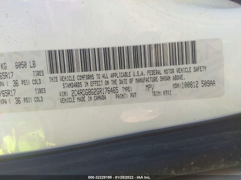 2016 DODGE GRAND CARAVAN SE 2C4RDGBG2GR176465