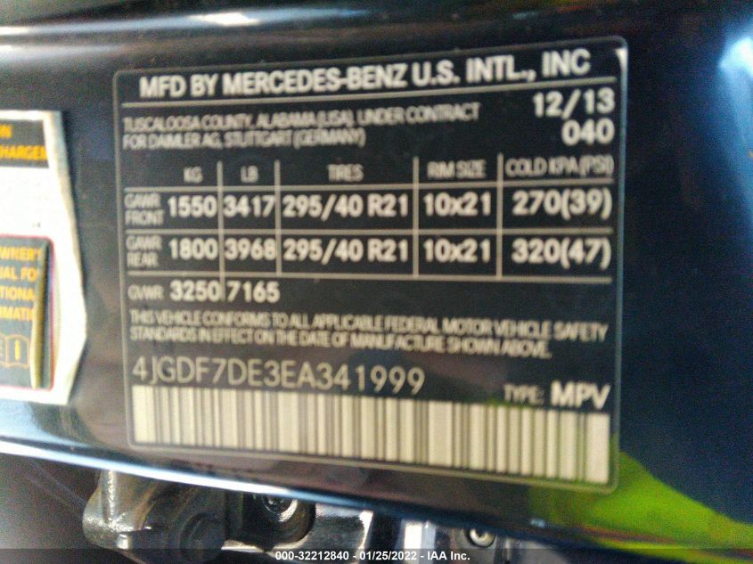 2014 MERCEDES-BENZ GL-CLASS GL 550 4JGDF7DE3EA341999