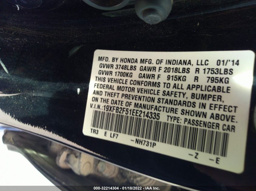 2014 HONDA CIVIC SEDAN LX 19XFB2F51EE214335