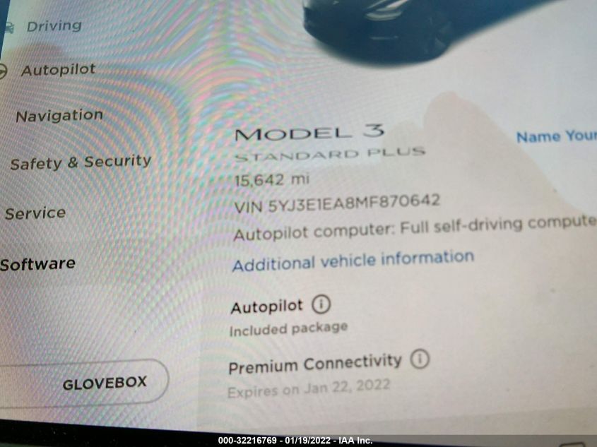 2021 TESLA MODEL 3 STANDARD RANGE PLUS 5YJ3E1EA8MF870642