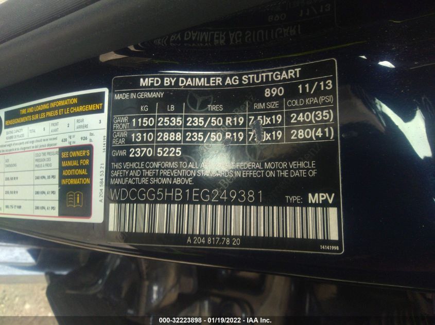 2014 MERCEDES-BENZ GLK-CLASS GLK 350 WDCGG5HB1EG249381