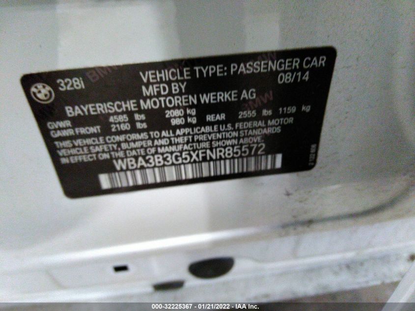 2015 BMW 3 SERIES 328I XDRIVE WBA3B3G5XFNR85572