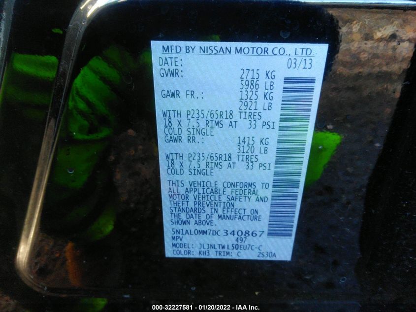 2013 INFINITI JX 5N1AL0MM7DC340867