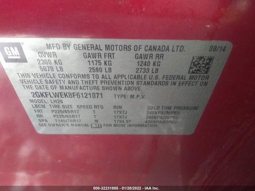 2015 GMC TERRAIN SLE 2GKFLWEK8F6121071