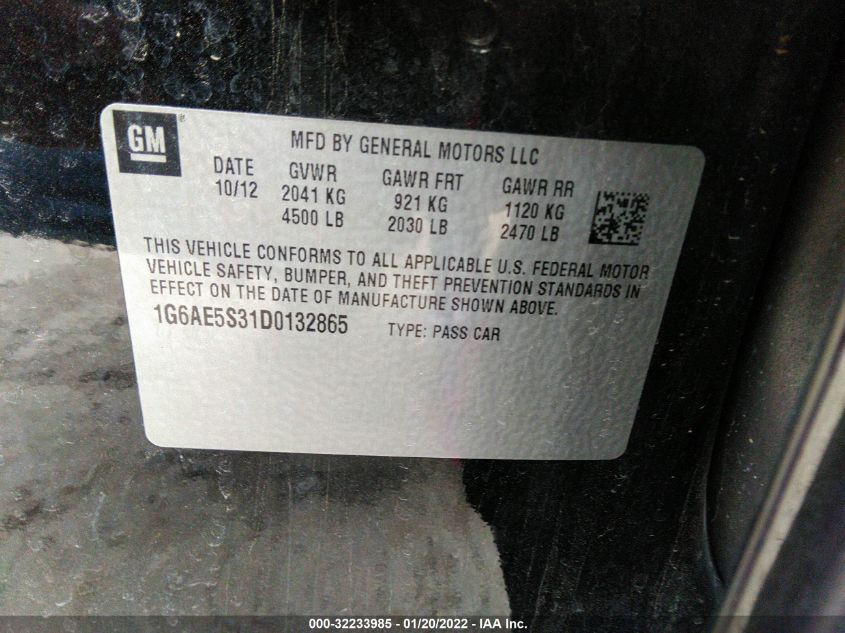 2013 CADILLAC ATS PREMIUM 1G6AE5S31D0132865