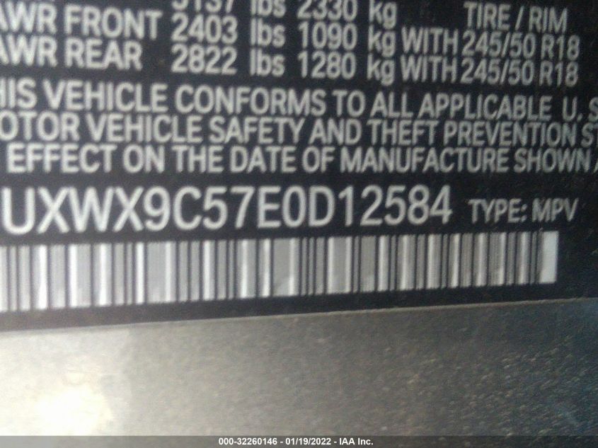 2014 BMW X3 XDRIVE28I 5UXWX9C57E0D12584