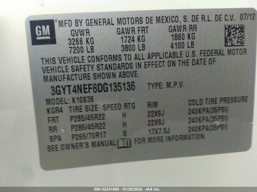 2013 CADILLAC ESCALADE EXT PREMIUM 3GYT4NEF8DG135136