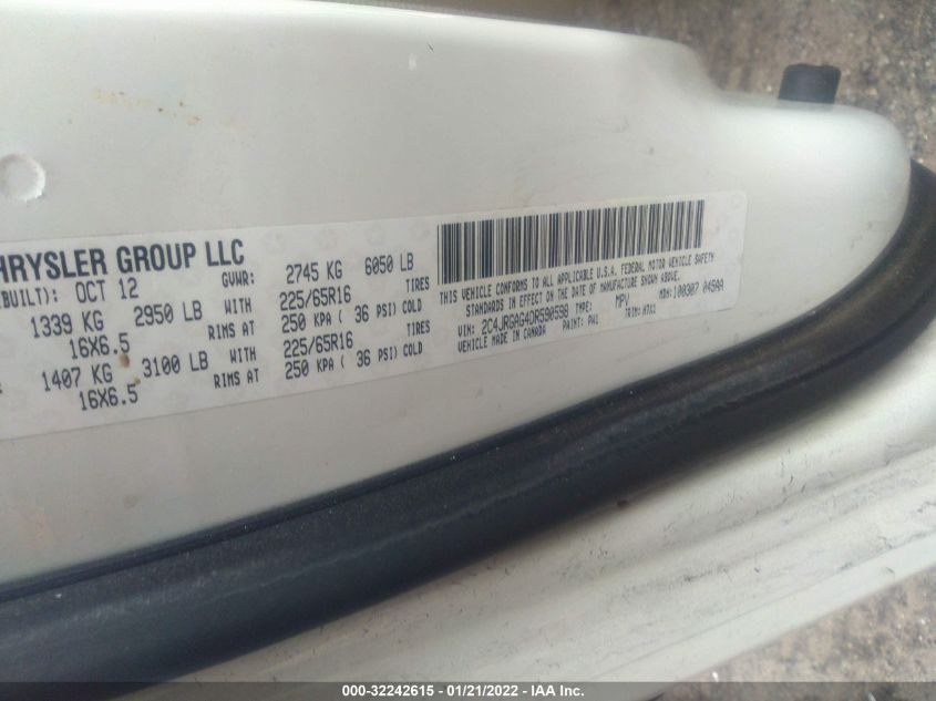 2013 RAM CARGO VAN TRADESMAN 2C4JRGAG4DR590598