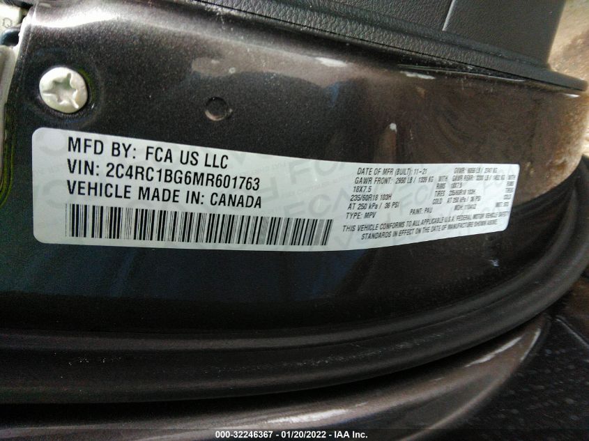 2021 CHRYSLER PACIFICA TOURING L 2C4RC1BG6MR601763