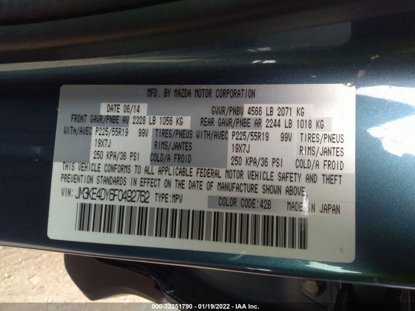 2015 MAZDA CX-5 GRAND TOURING JM3KE4DY6F0492762