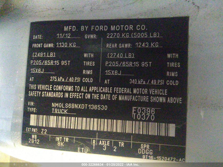 2013 FORD TRANSIT CONNECT XLT NM0LS6BNXDT136530