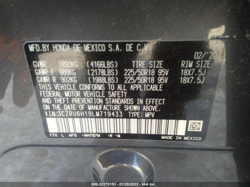2020 HONDA HR-V SPORT 3CZRU6H19LM719433