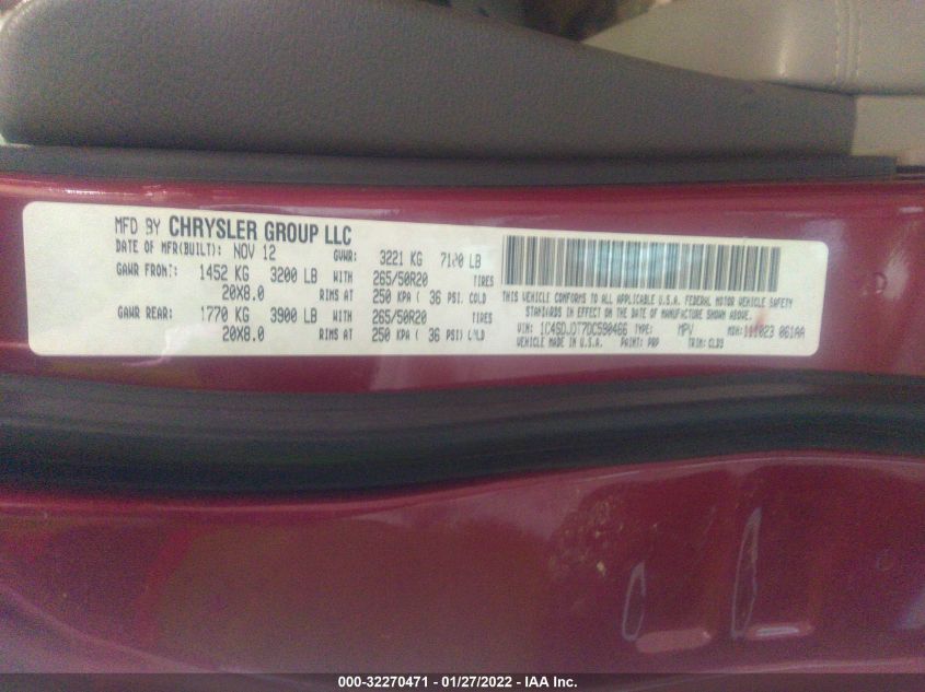2013 DODGE DURANGO CREW 1C4SDJDT7DC590466