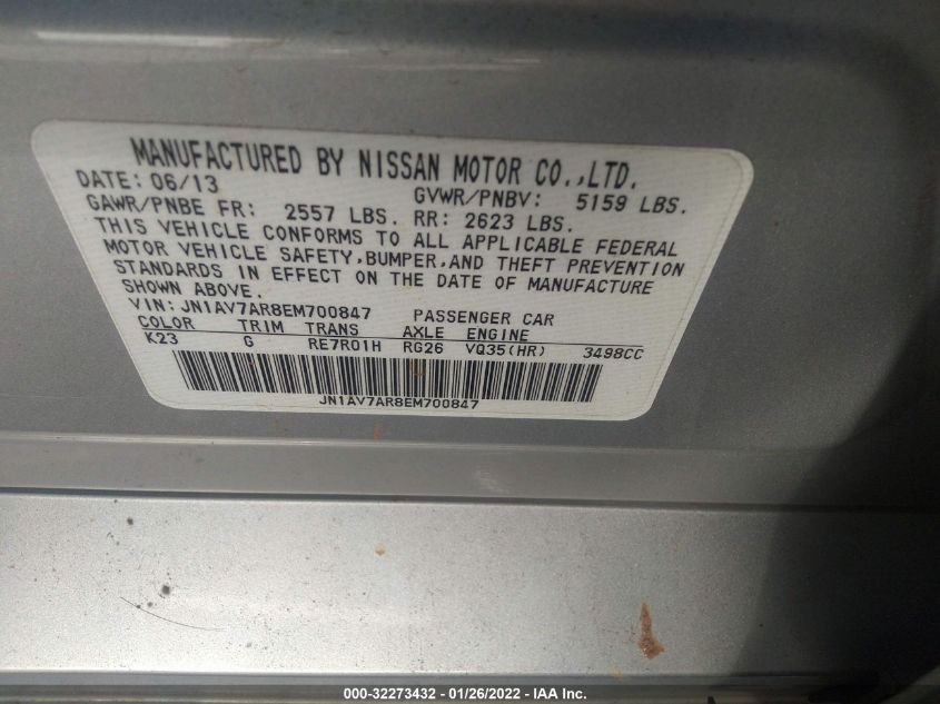 2014 INFINITI Q50 HYBRID PREMIUM JN1AV7AR8EM700847