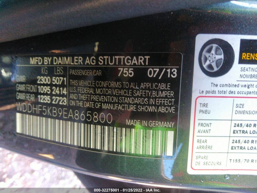 2014 MERCEDES-BENZ E-CLASS E 350 WDDHF5KB9EA865800