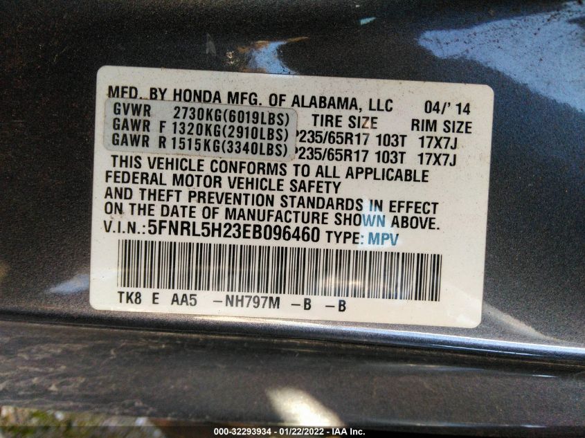 2014 HONDA ODYSSEY LX 5FNRL5H23EB096460