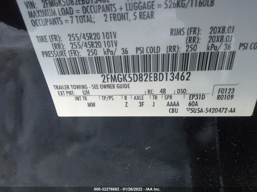 2014 FORD FLEX LIMITED 2FMGK5D82EBD13462