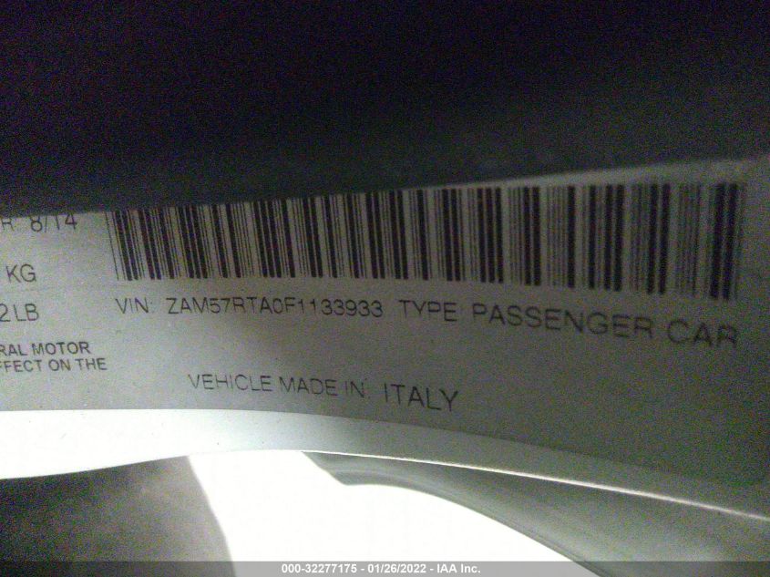 2015 MASERATI GHIBLI S Q4 ZAM57RTA0F1133933
