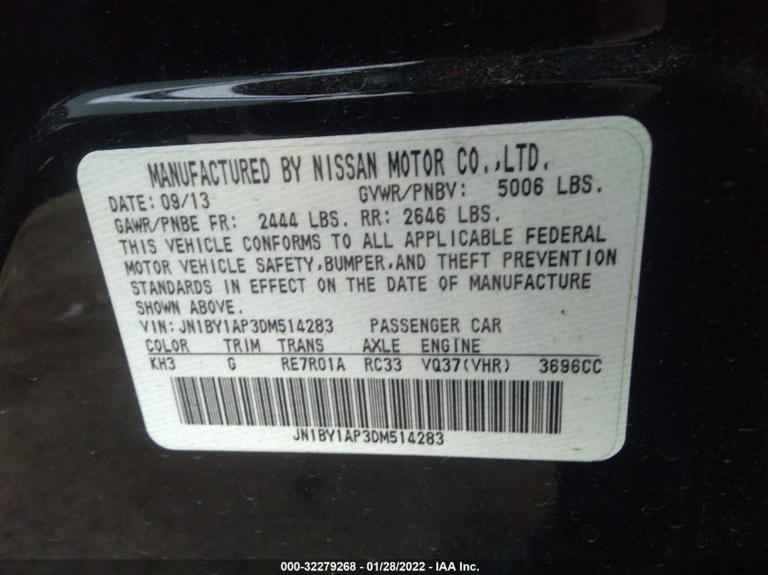 2013 INFINITI M37 JN1BY1AP3DM514283