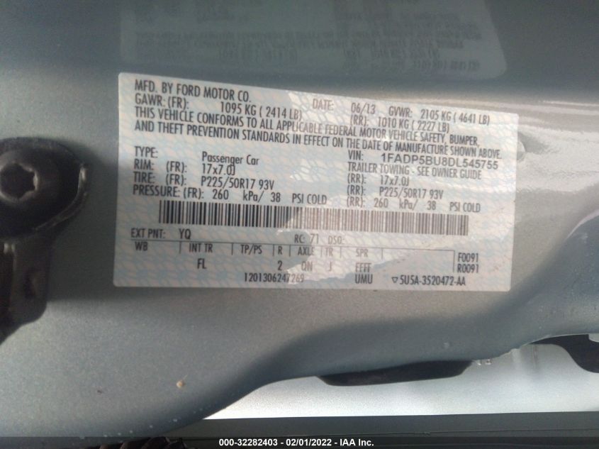 2013 FORD C-MAX HYBRID SEL 1FADP5BU8DL545755
