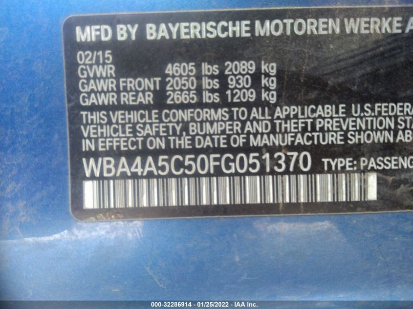 2015 BMW 4 SERIES 428I WBA4A5C50FG051370
